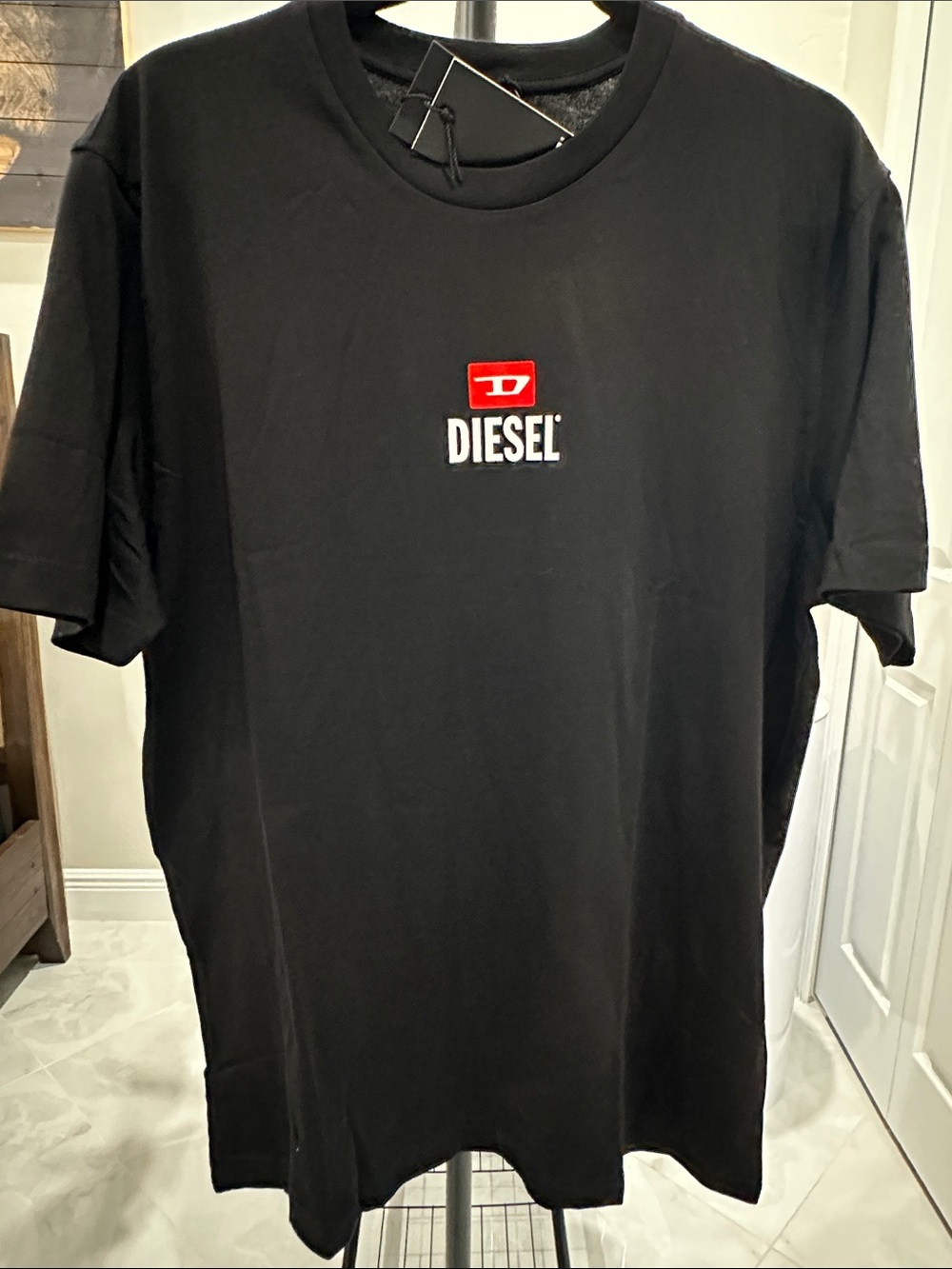 NWT Diesel Black Short-Sleeve Tee with Red Logo